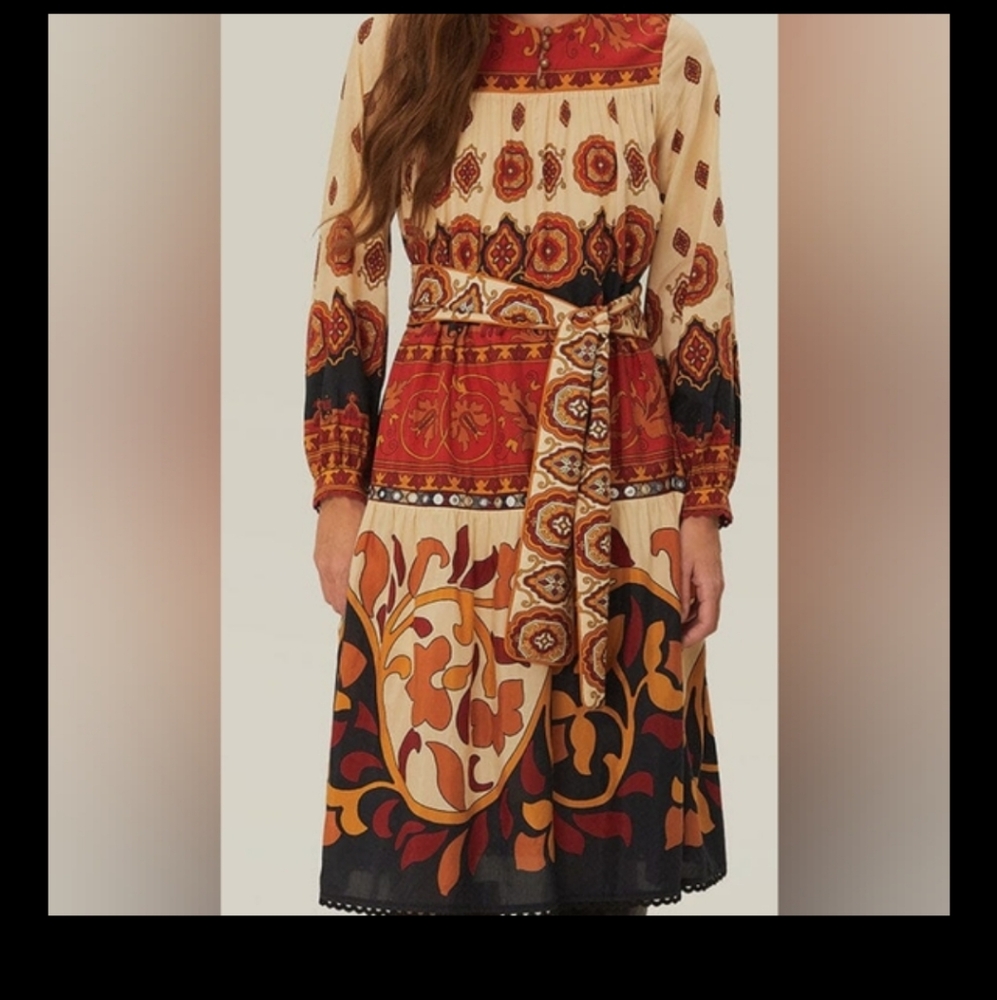 cream ainika tiles midi dress